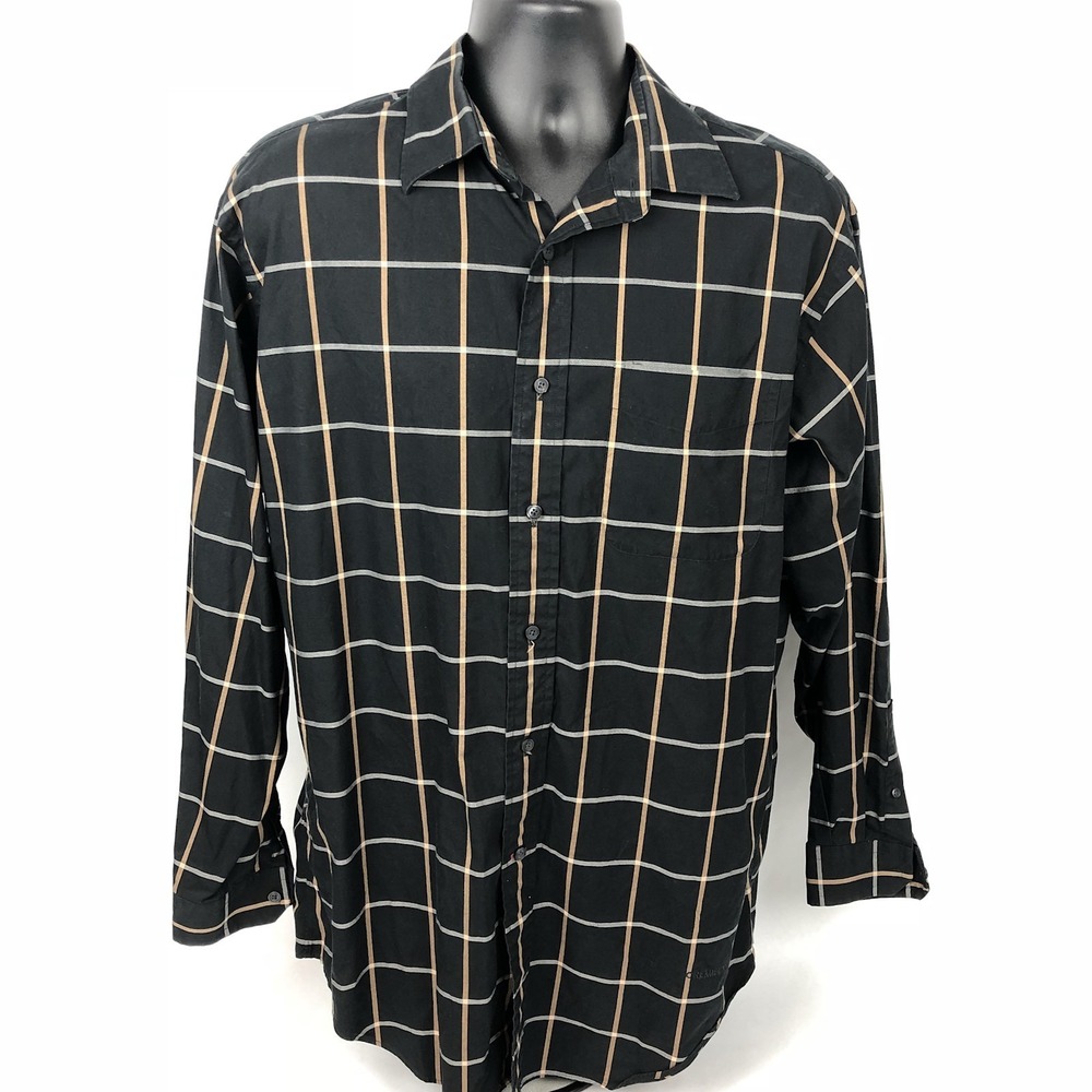 Daniel Cremieux M Medium Men's Shirt Plaid Black 100% Cotton Casual Career